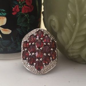 Sterling Silver Red Garnet Ring